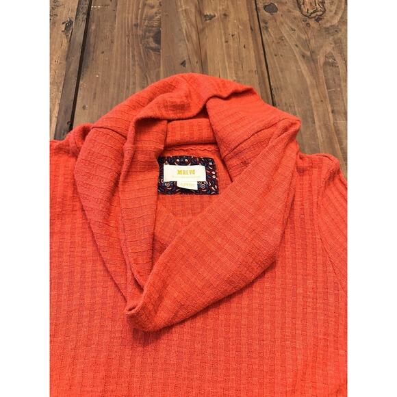 Maeve By Anthropologie Cowl Neck Peplum Sweater Top Size XS Coral Pullover Shirt - Picture 6 of 13